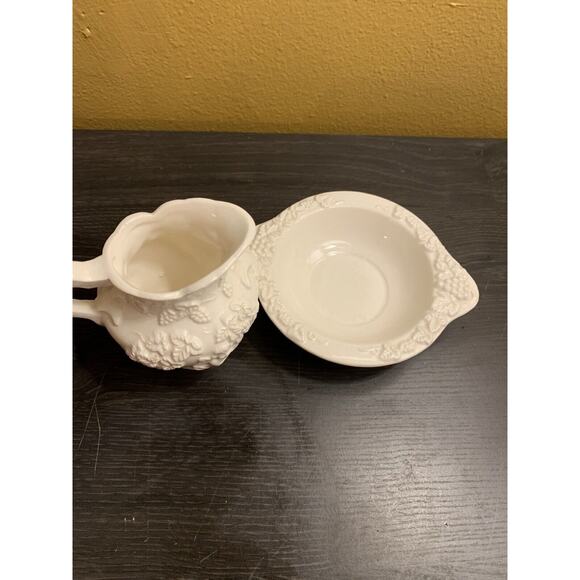 Vintage Lefton China 3D Floral Pitcher Basin Bisque Mini Porcelain 3.0” Japan‎ - Picture 3 of 10